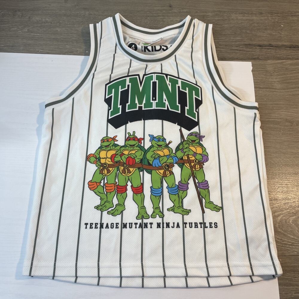 Cotton On Kids Teenage Mutant Ninja Turtles pinstripe basketball mesh Size 4